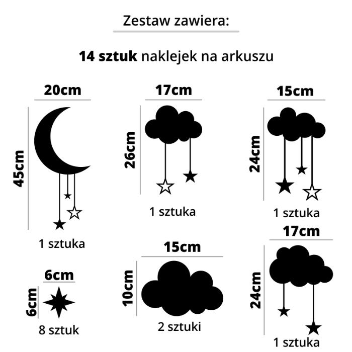 Naklejki ścienne na ścianę dla dzieci chmurki księżyc