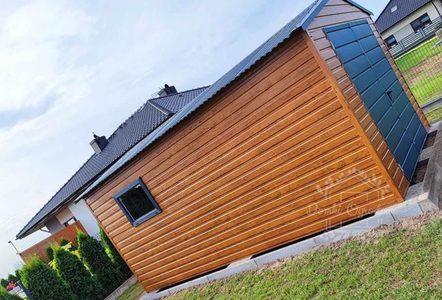 SCHOWEK DOMEK OGRODOWY 3m x 5m DWUSPAD brama okno drewnopodobny ID432