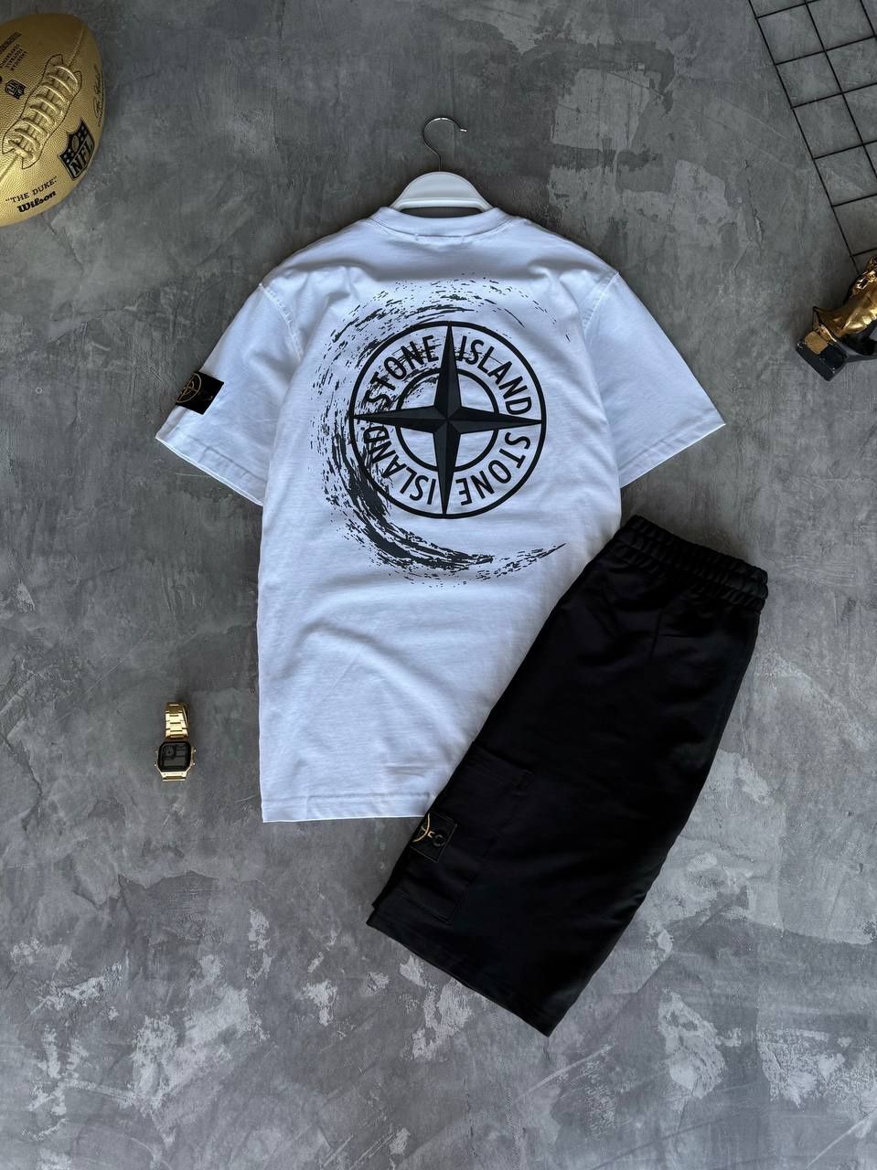 Stone Island | Чоловічий комплект: футболка + шорти | Premium Quality