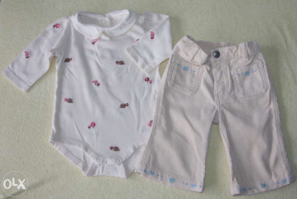 Spodnie sztruksowe Baby GAP 3-6 m +body Gymboree -jak nowe z USA