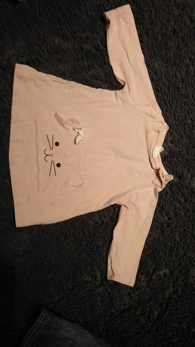 Tunika h&M kotek bawełna pudrowy róż 68 bluzeczka