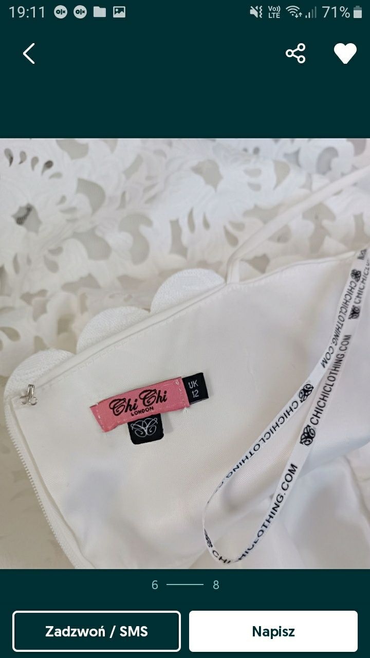 Chi Chi sukienka biała ażurowa elegancka koronka