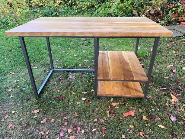 Stół/biurko bukowy drewniany loft, stelaż metalowy
