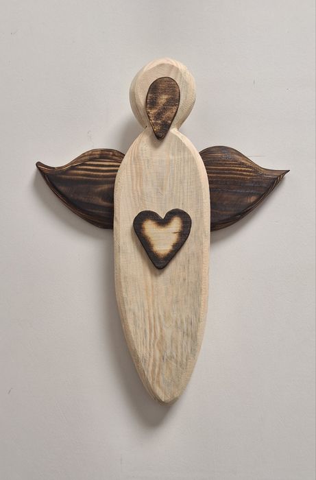 Anioł Drewniany na Ścianę ręcznie wykonany