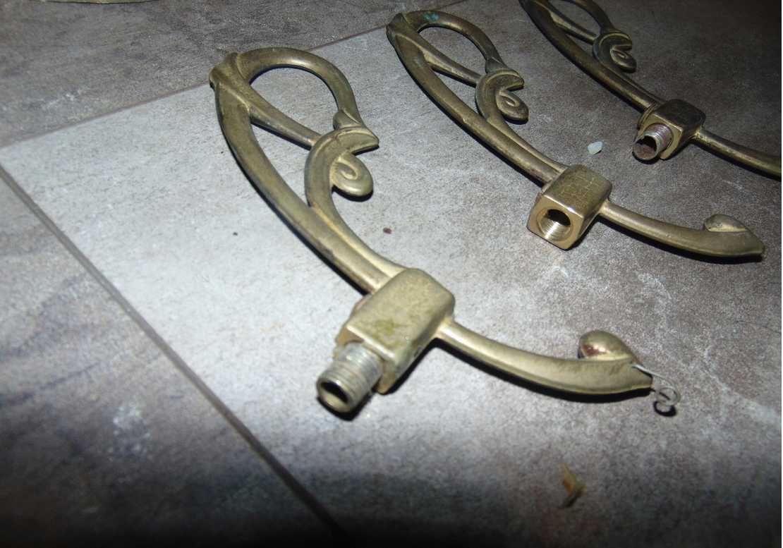 Secesyjne mosiężne części do żyrandol,wys.17 cm.cena za 1 sztukę