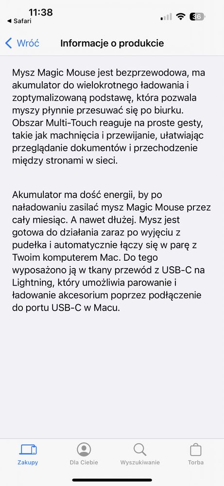 Magic mouse apple myszka do mac ipad