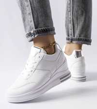 Białe sneakersy na koturnie CinqMars 40