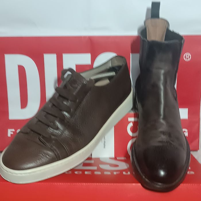 Мужские кожан.кеды , полубот.Santoni ориг, р, 46 ст30см 41-41,5ст.26,8