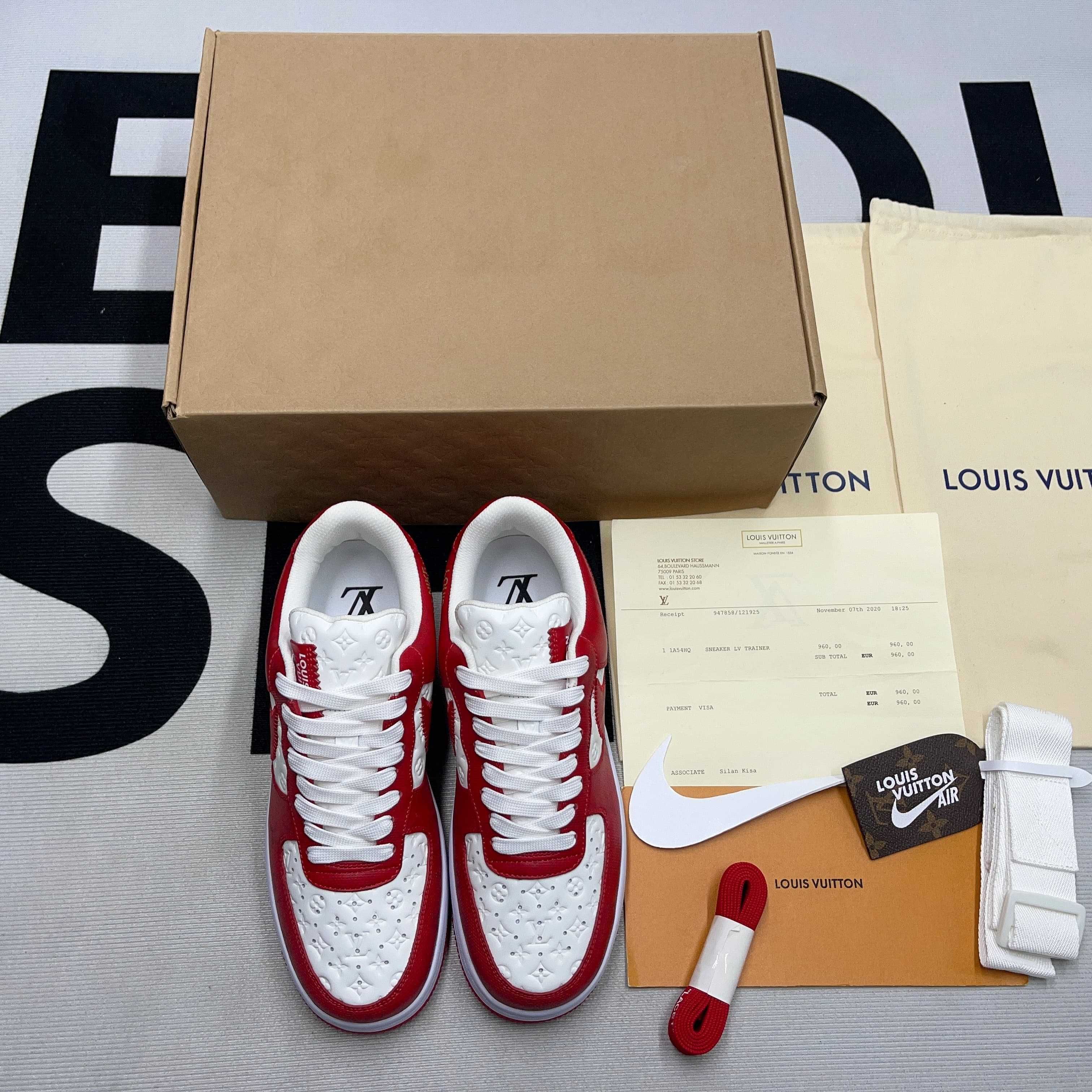 Buty Louis Vuitton Nike x LV Air Force 1 Red (38-46)