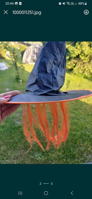 Przebranie czarownica 140 bal kostium andrzejki 9/10 czarna czapka