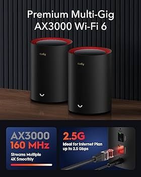 Cudy - Pack 2x Sistemas Mesh M3000 Wi-Fi 6 Dual Band AX3000