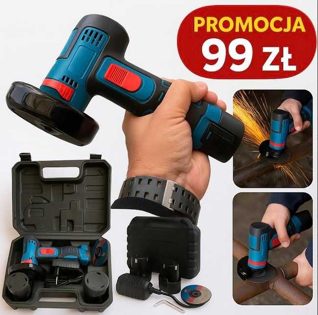 szlifierka akumulatorowa 48v 2x akumulator walizka tarcze promocja