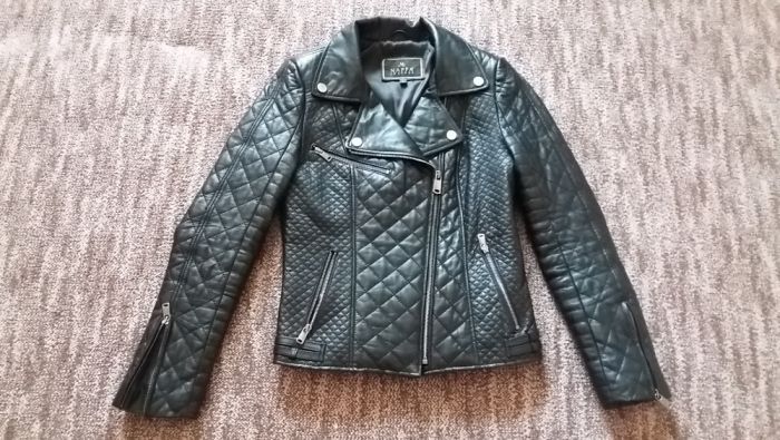 Нова шкіряна куртка з Турції, косуха чорна курточка