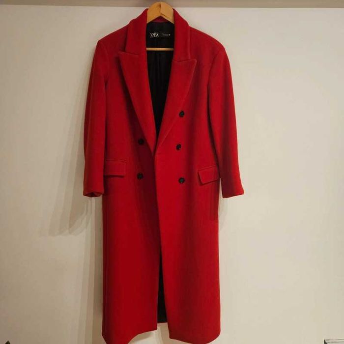 Płaszcz Zara wełna Manteco wełniany czerwony rozm XS Nowy
