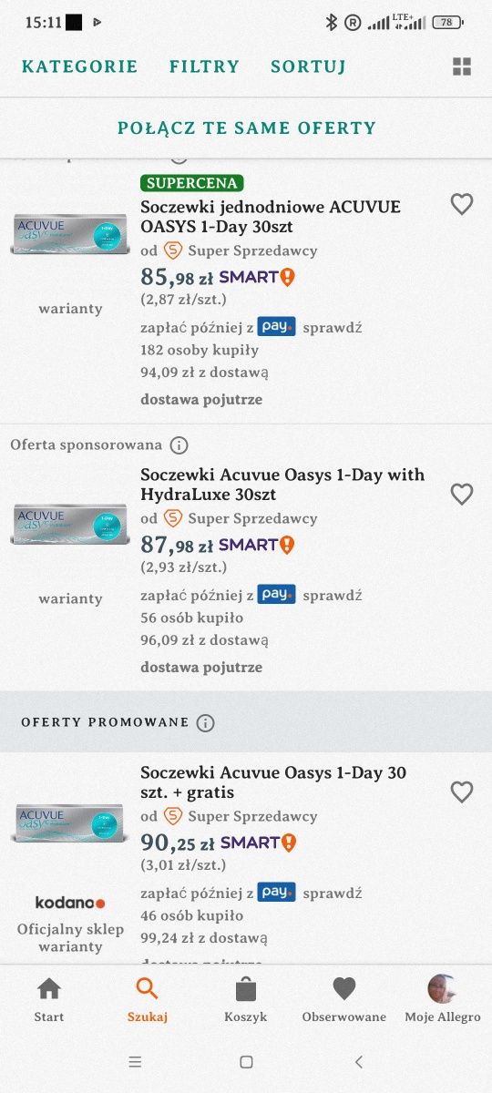 Soczewki Acuvue Oasys HydraLuxe jednodniowe