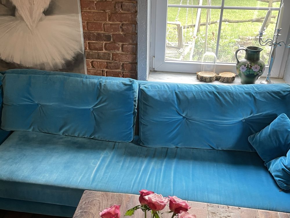 Sofa narożnik niebieska- turkusowa