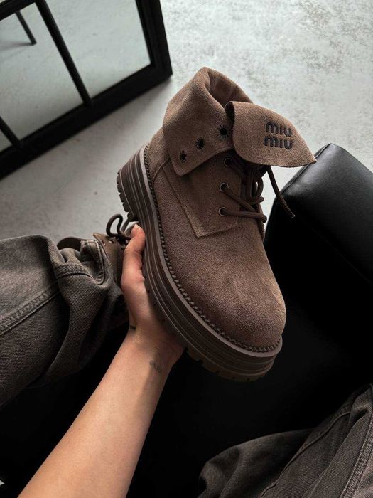 Черевики Miu Miu Boots Light Brown / черевики Міу Міу Бутс коричневі