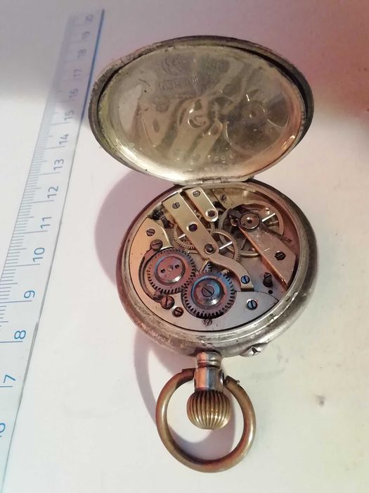 Zegarek kieszonkowy jednostronnie kryty srebrny  ,