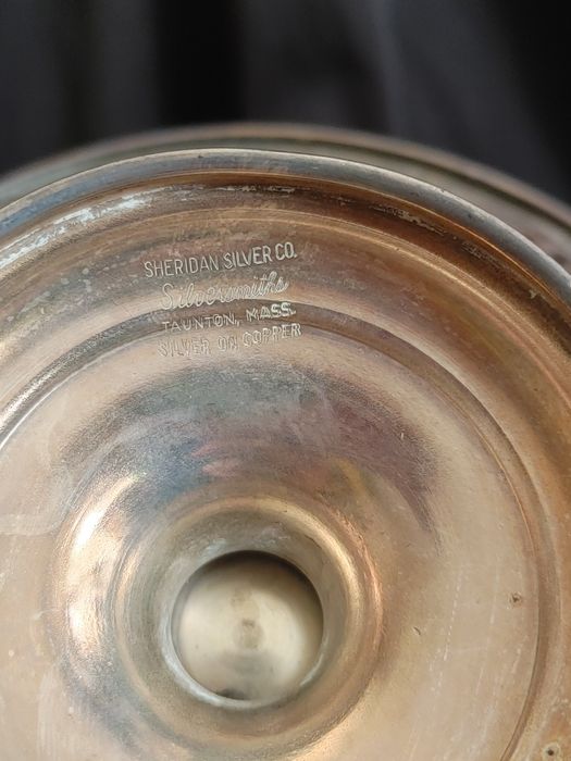 2 szt. Patera srebro na miedzi Sheridan silver on copper retro vintage