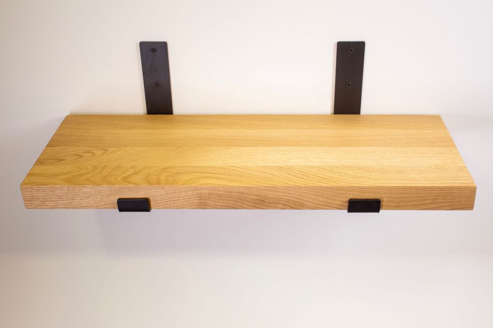 Loftowa półka dębowa z czarnymi podpórkami 56x20 cm LOFT DĄB WYPRZEDAŻ