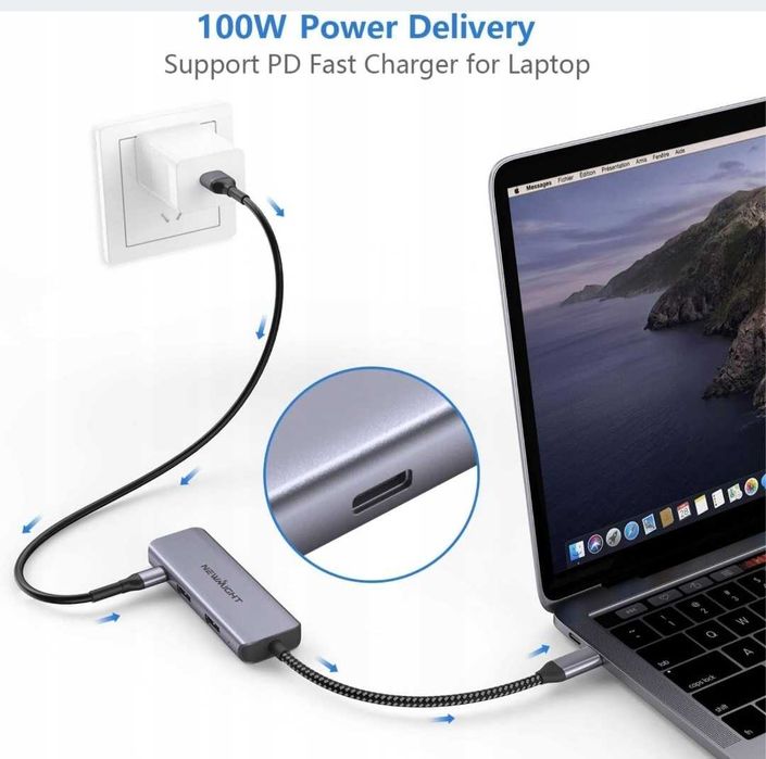 Adapter HDMI Do Dwóch Monitorów Newmight 4 w 1 USB C
