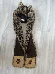 Hooded scarf with pockets mittens soft foax fur