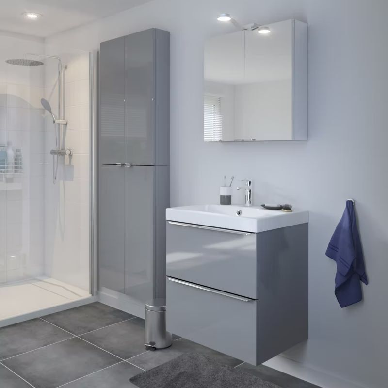 Szafka wisząca GoodHome Imandra 60 x 90 x 15 cm szara połysk 

Dłu