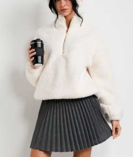 Тепла толстовка шерпа на штучному хутрі з блискавкою