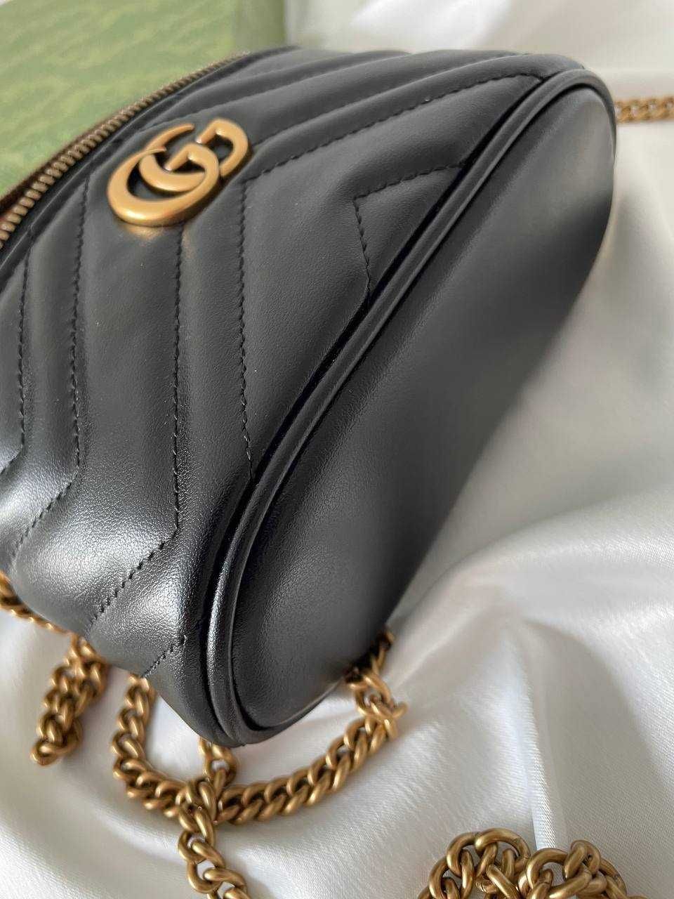Оригинальная Сумочка GUCCI Black Mini Marmont Top Handle Bag