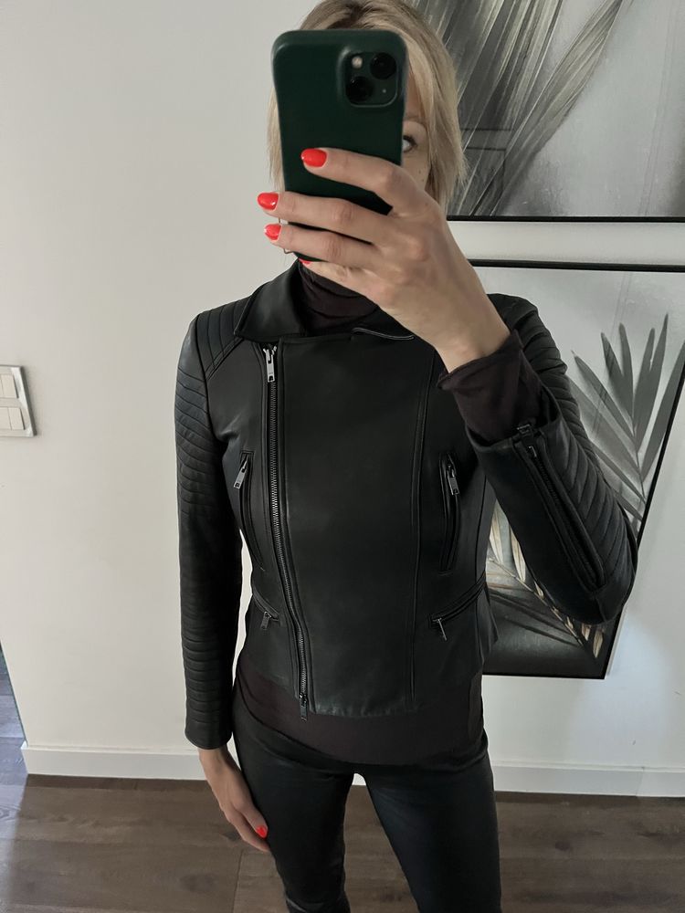 Kurtka skorzana biker DKNY Donna Karan New York S