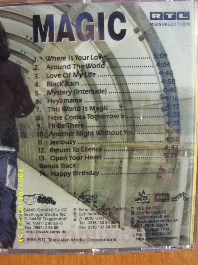 54. Plyta CD; dj. bobo; -Magic, limitowana, 1995 rok.