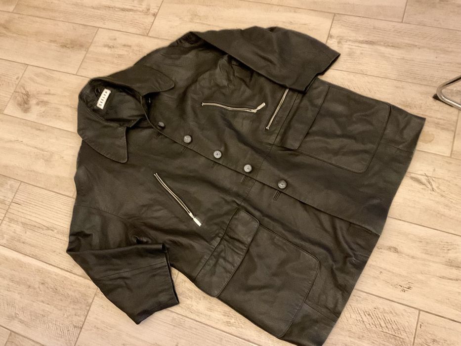 VINTAGE Kurtka skórzana XXXL / 56-58  czarna długa niemiecka