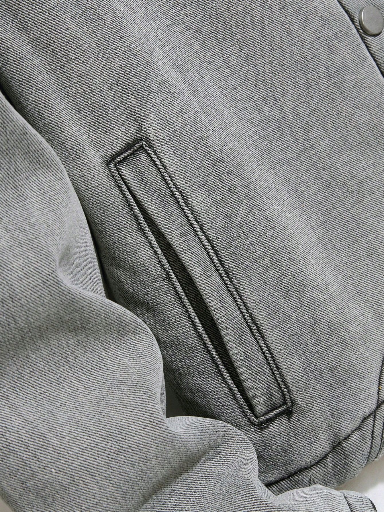 Kurtka Męska Jeansowa Z Ociepleniem Schaket Szara Casual Shein S