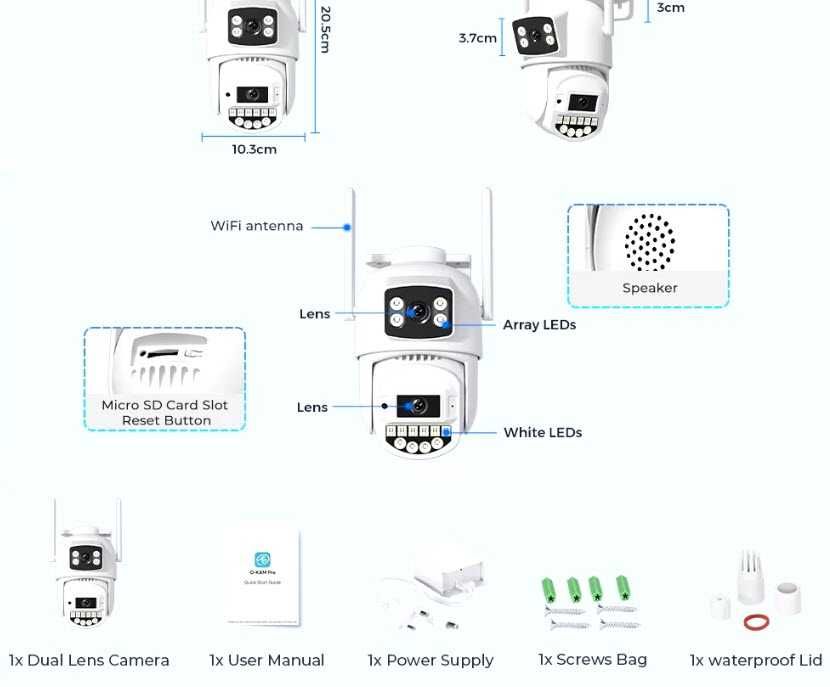 Поворотная WiFi IP камера A20 10MP Wi-Fi 5Ghz и 2,4Ghz O-KAM Pro