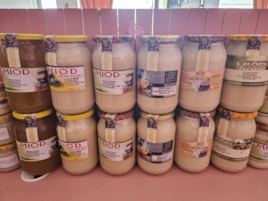 Miód miody naturalne ekologiczne 900ml 450ml różne rodzaje