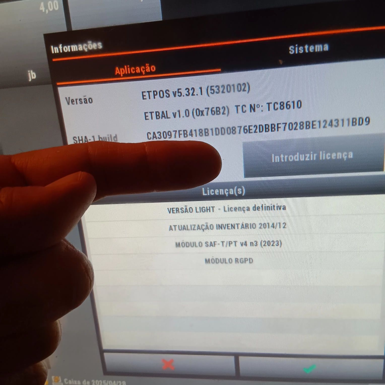 POS usado com licença definitiva