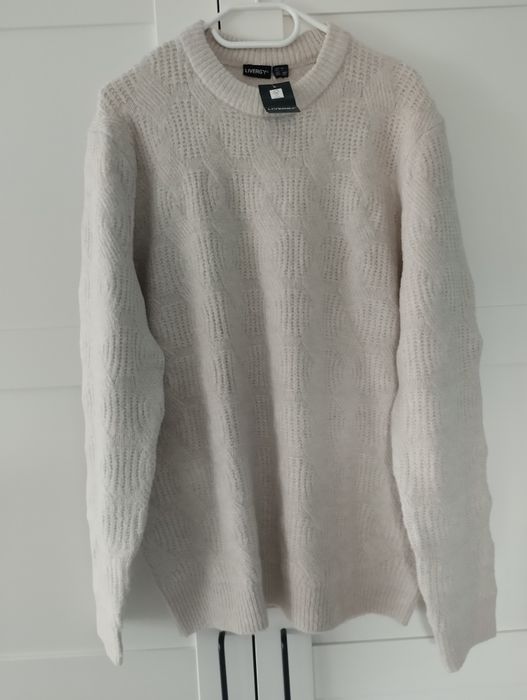 Nowy sweter męski Livergy splot beż szary kremowy