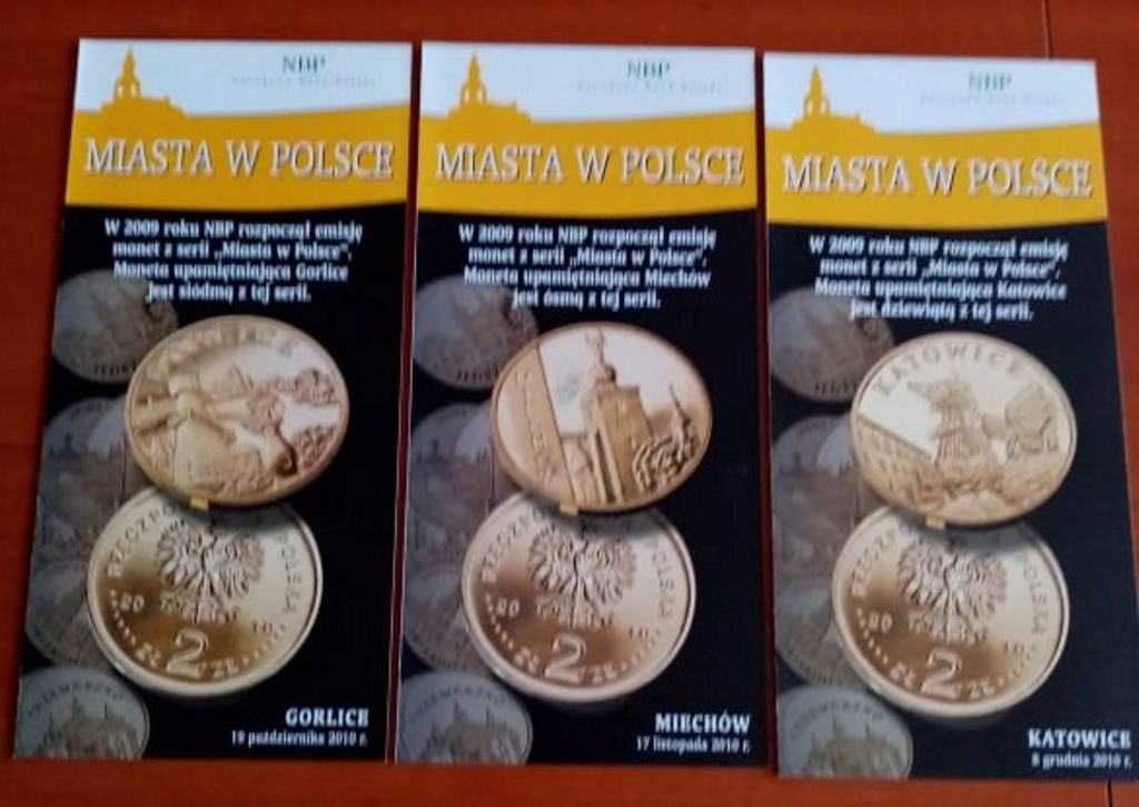 Foldery do monet 2 zł. z Seri miasta w Polsce komplet 15 sztuk