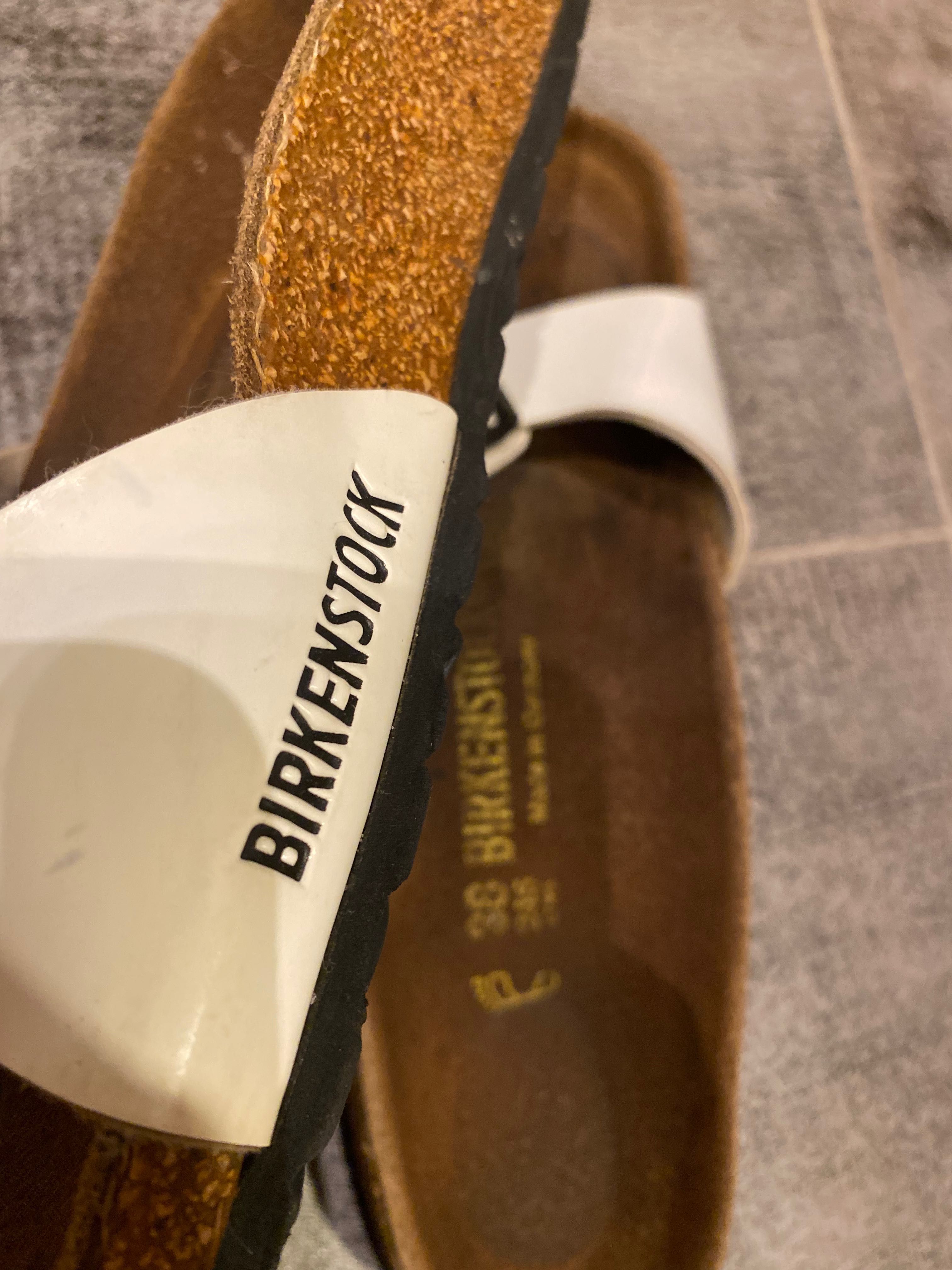 Birkenstock 38,5 r 24,7 cm sandały klapki japonki białe korkowe lato