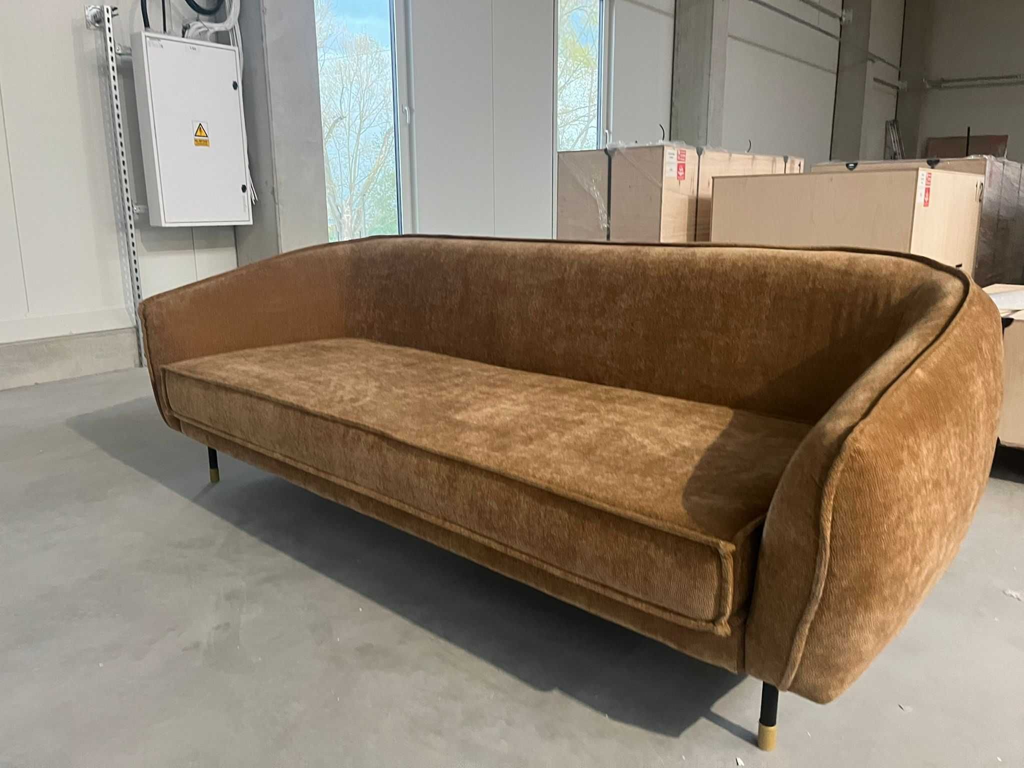 Sofa materiał brązowa 2 szt 2450x1100x900
