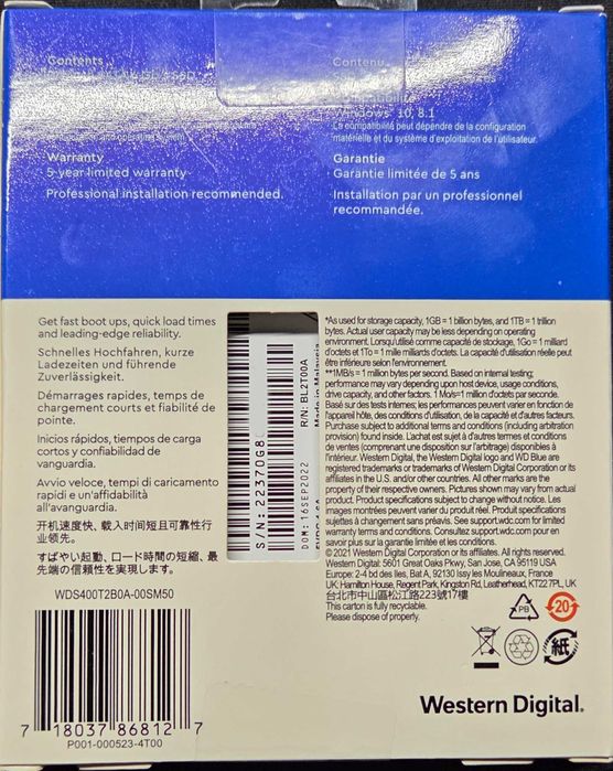 Dysk SSD WD Blue 4TB Nowe Powystawowe