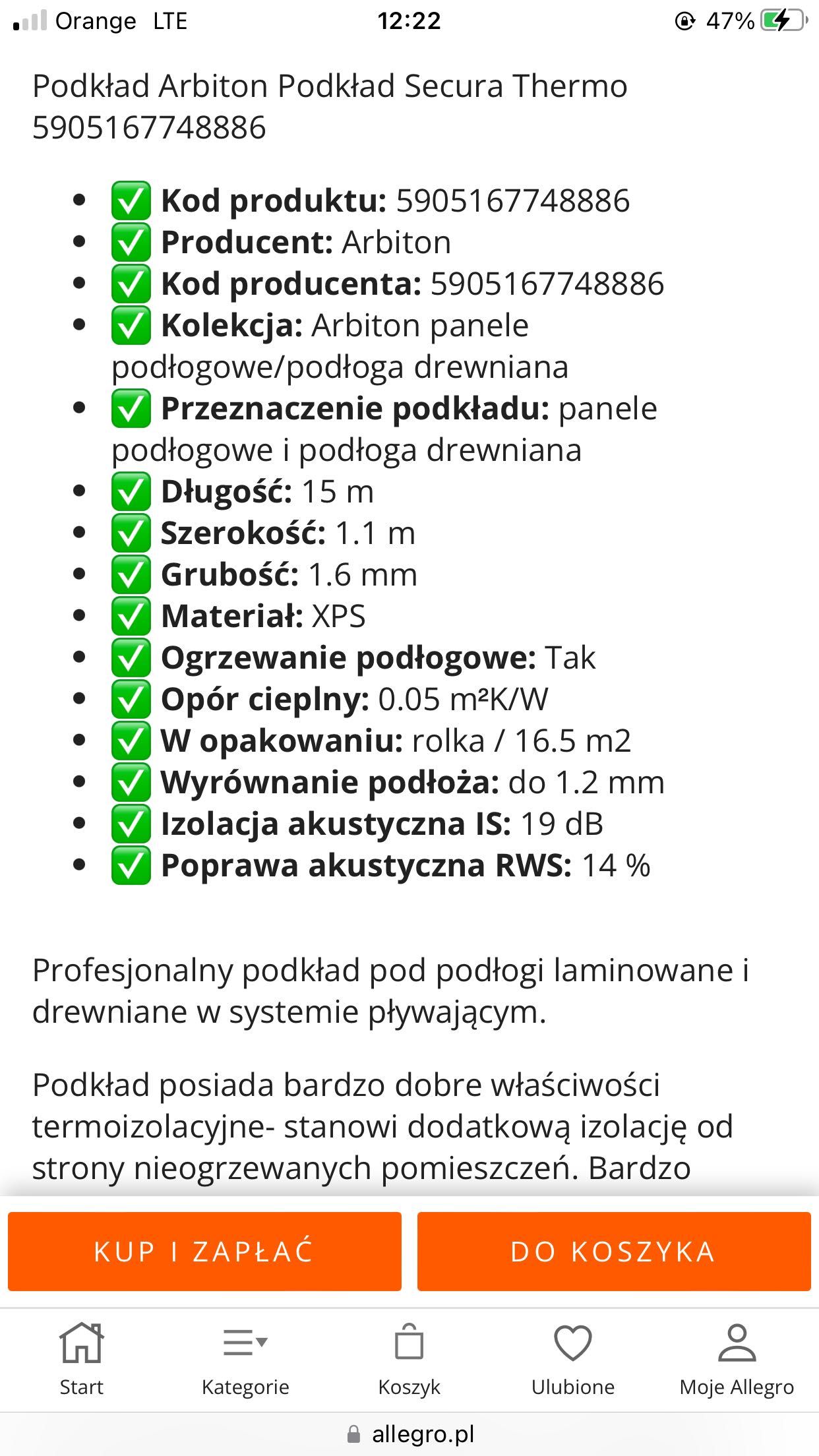 Podkład pod panele Arbition