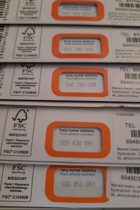 Nowa karta sim złoty numer Orange platynowy