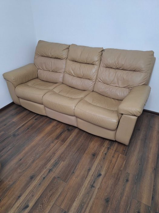 Mebel wypoczynkowe skórzane zestaw 3+1+1