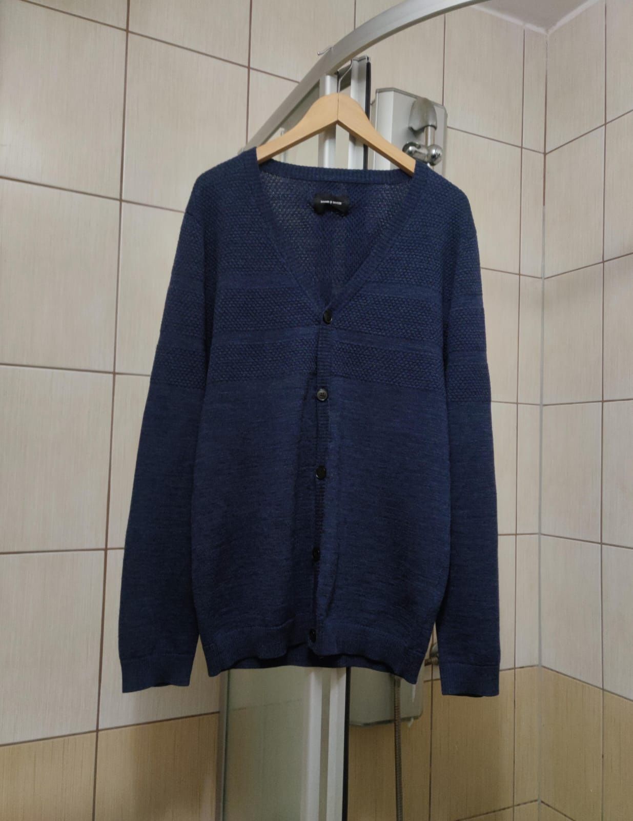 Sweter klasyczny niebieski granatowy XL samsoe samsøe męski wełna swet