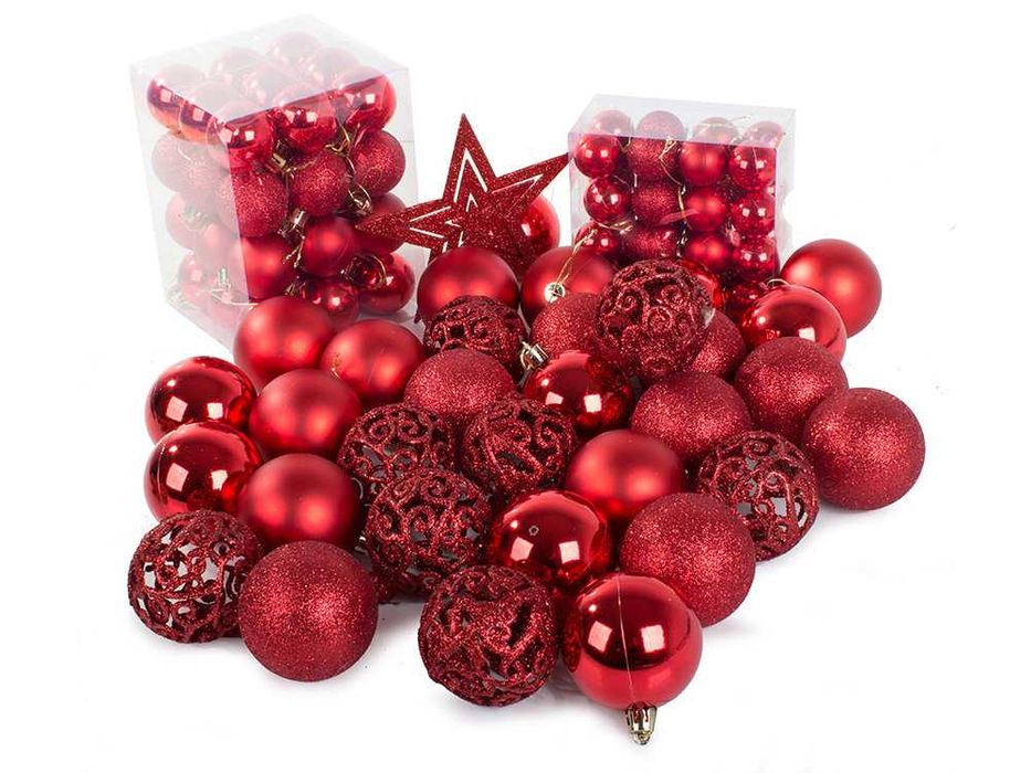 Bombki choinkowe na choinkę 6/4/3 cm zestaw 100szt czerwone