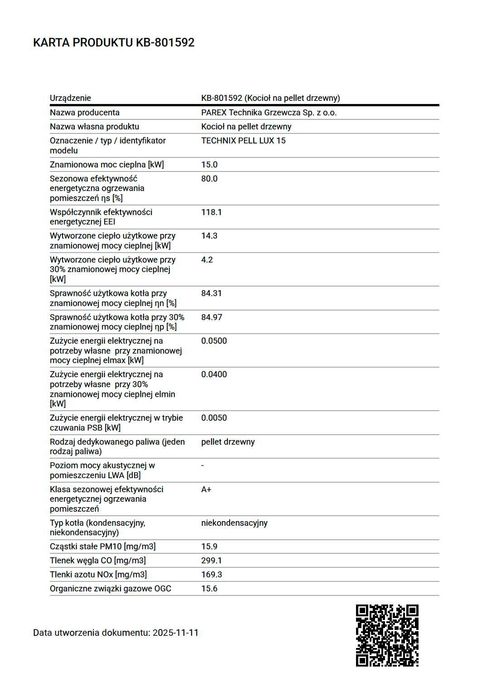 Technix Pell Lux 15 kW - cena z dostawą i montażem