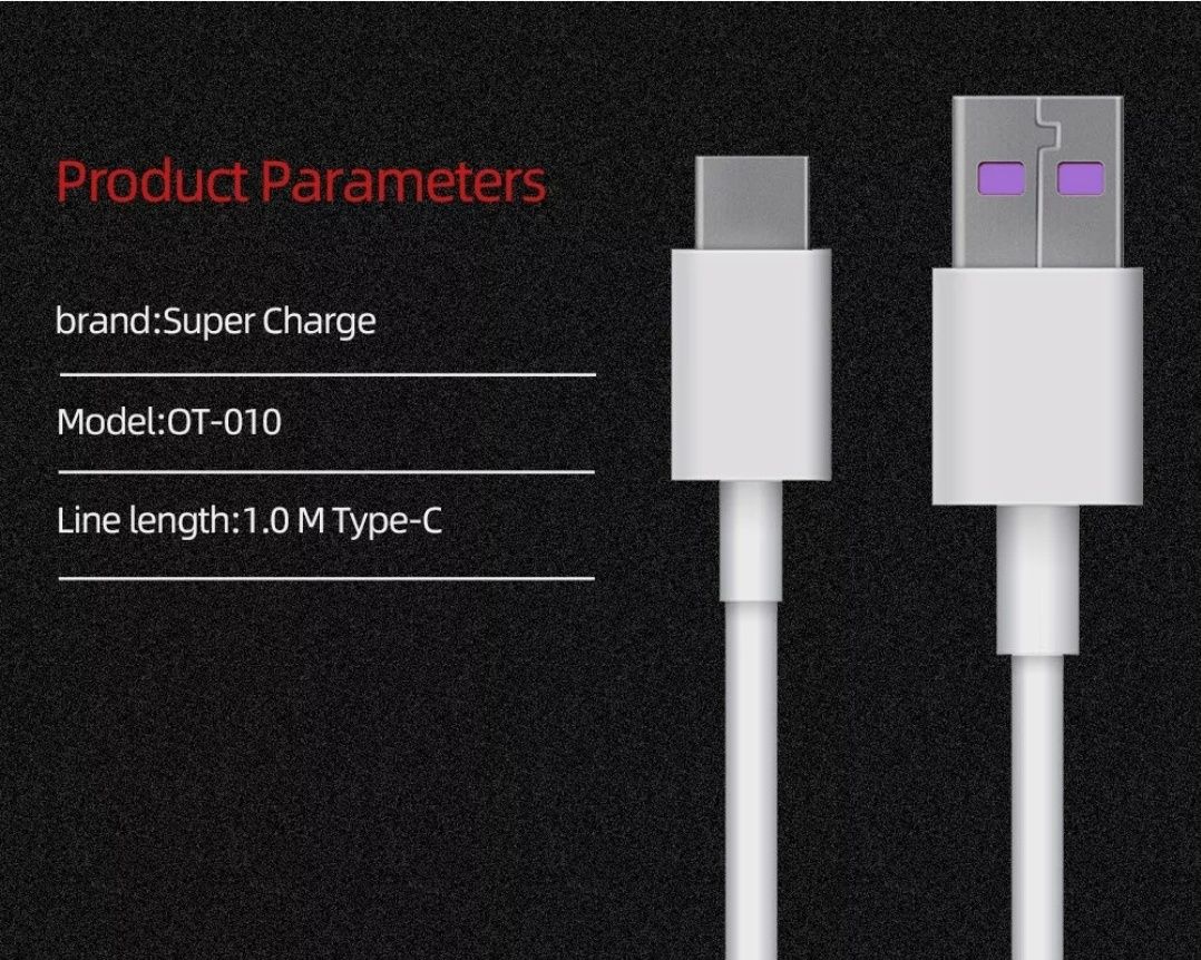 Cabo USB C Fast Charge 5A