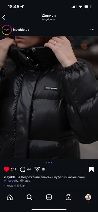 Пуховик жіночий від бренду insydde