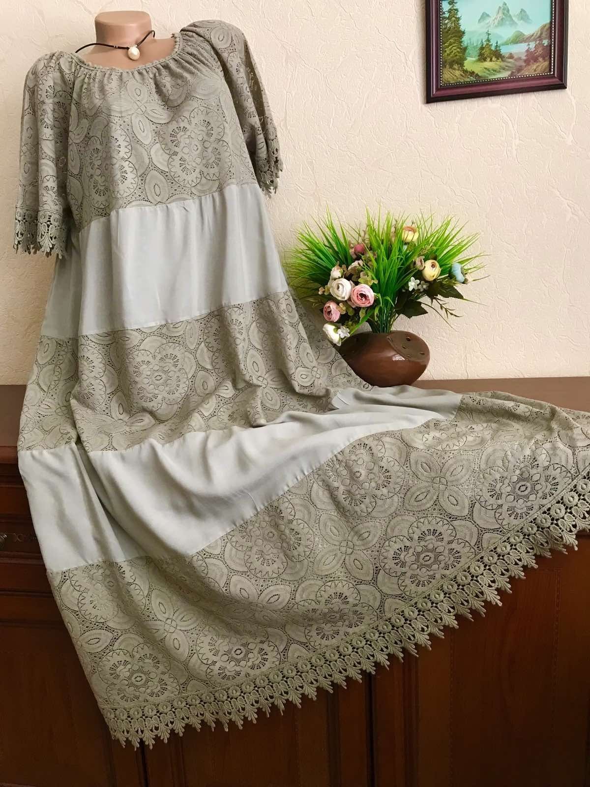 Шикарное кружевное платье Натуральные ткани Италия 52-60о